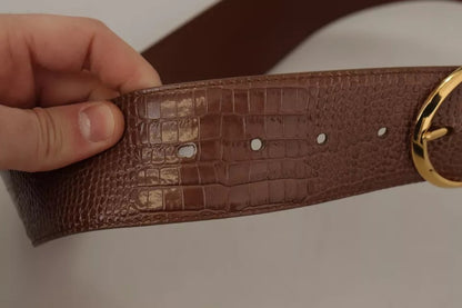 Dolce & Gabbana Brown Wide Waist Leather Gold Oval Metal Buckle Belt Dolce & Gabbana