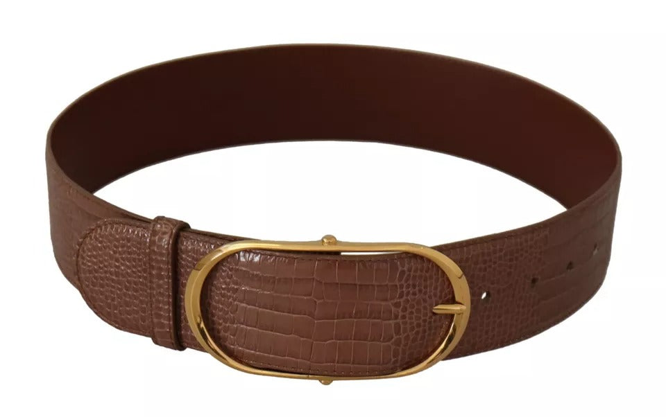 Dolce & Gabbana Brown Wide Waist Leather Gold Oval Metal Buckle Belt Dolce & Gabbana