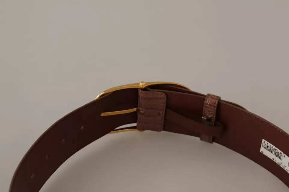 Dolce & Gabbana Brown Wide Waist Leather Gold Oval Metal Buckle Belt Dolce & Gabbana