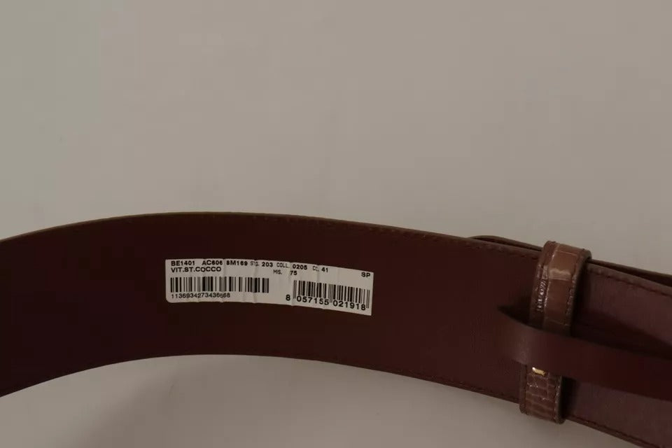 Dolce & Gabbana Brown Wide Waist Leather Gold Oval Metal Buckle Belt Dolce & Gabbana