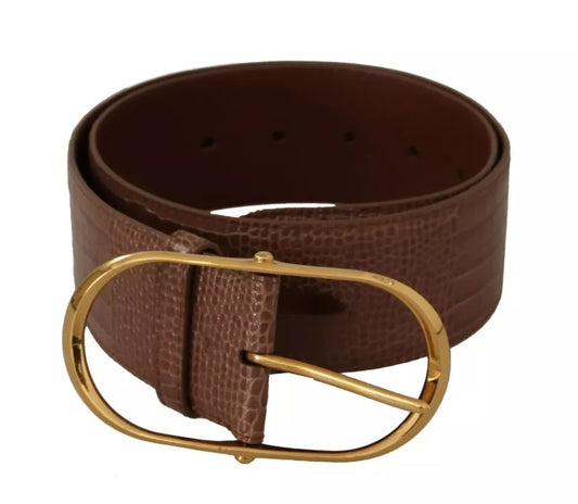 Dolce & Gabbana Brown Wide Waist Leather Gold Oval Metal Buckle Belt Dolce & Gabbana