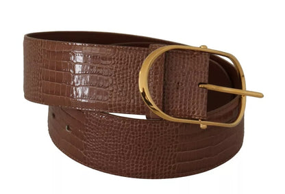 Dolce & Gabbana Brown Wide Waist Leather Gold Oval Metal Buckle Belt Dolce & Gabbana