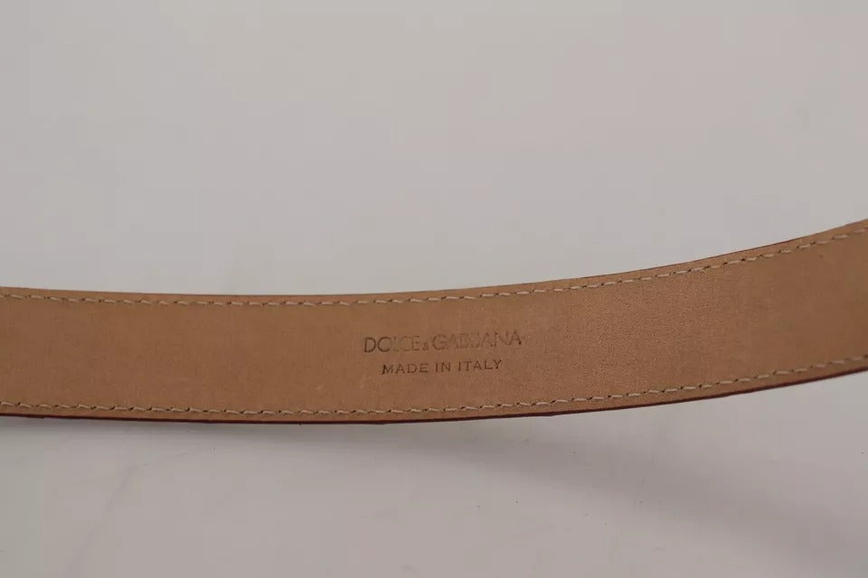 Dolce & Gabbana Brown Leather Gold Engraved Metal Buckle Belt Dolce & Gabbana