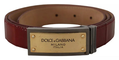 Dolce & Gabbana Brown Leather Gold Engraved Metal Buckle Belt Dolce & Gabbana