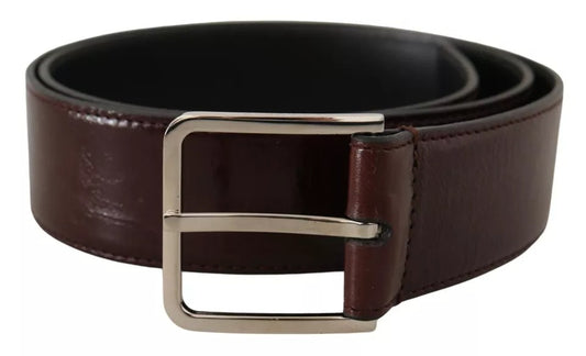 Dolce & Gabbana Dark Brown Leather Logo Engraved Metal Buckle Belt Dolce & Gabbana