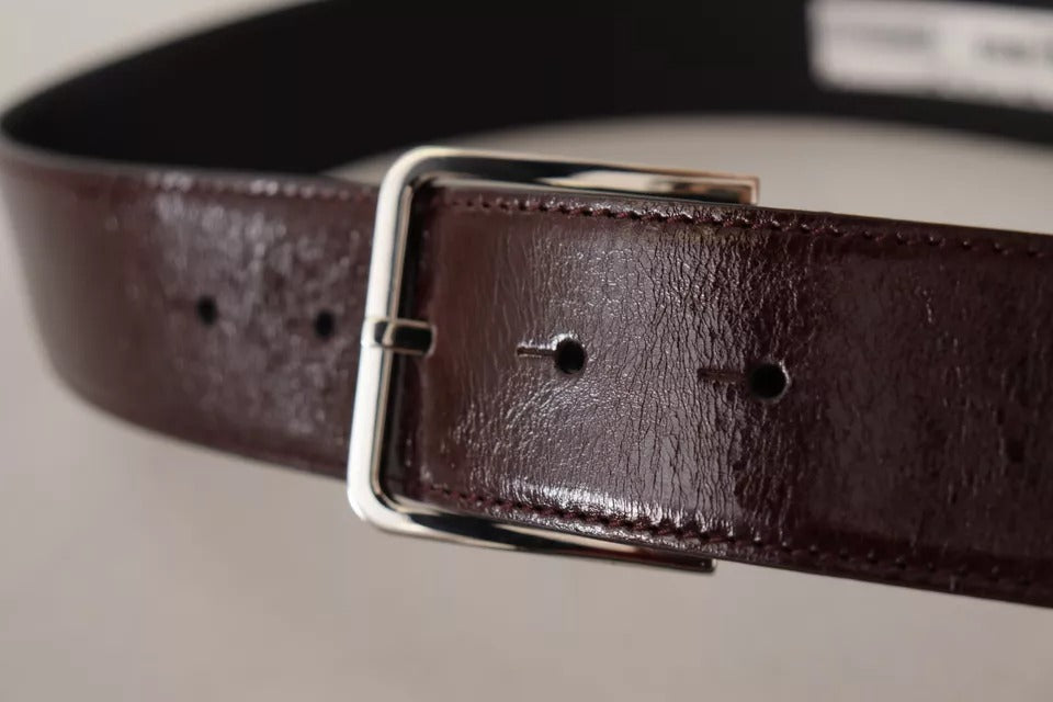 Dolce & Gabbana Dark Brown Leather Logo Engraved Metal Buckle Belt Dolce & Gabbana