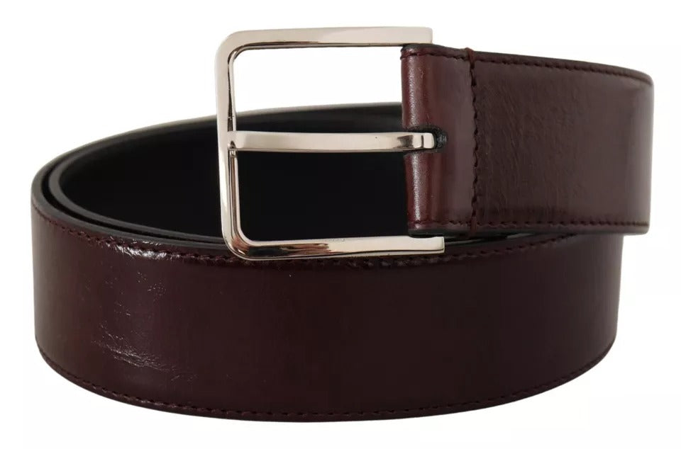 Dolce & Gabbana Dark Brown Leather Logo Engraved Metal Buckle Belt Dolce & Gabbana