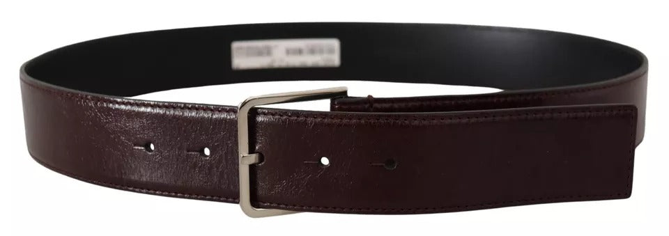 Dolce & Gabbana Dark Brown Leather Logo Engraved Metal Buckle Belt