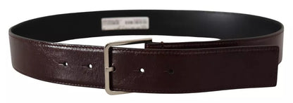 Dolce & Gabbana Dark Brown Leather Logo Engraved Metal Buckle Belt Dolce & Gabbana