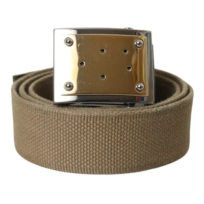 Dolce & Gabbana Brown Canvas Square Metal Buckle Men Belt Dolce & Gabbana