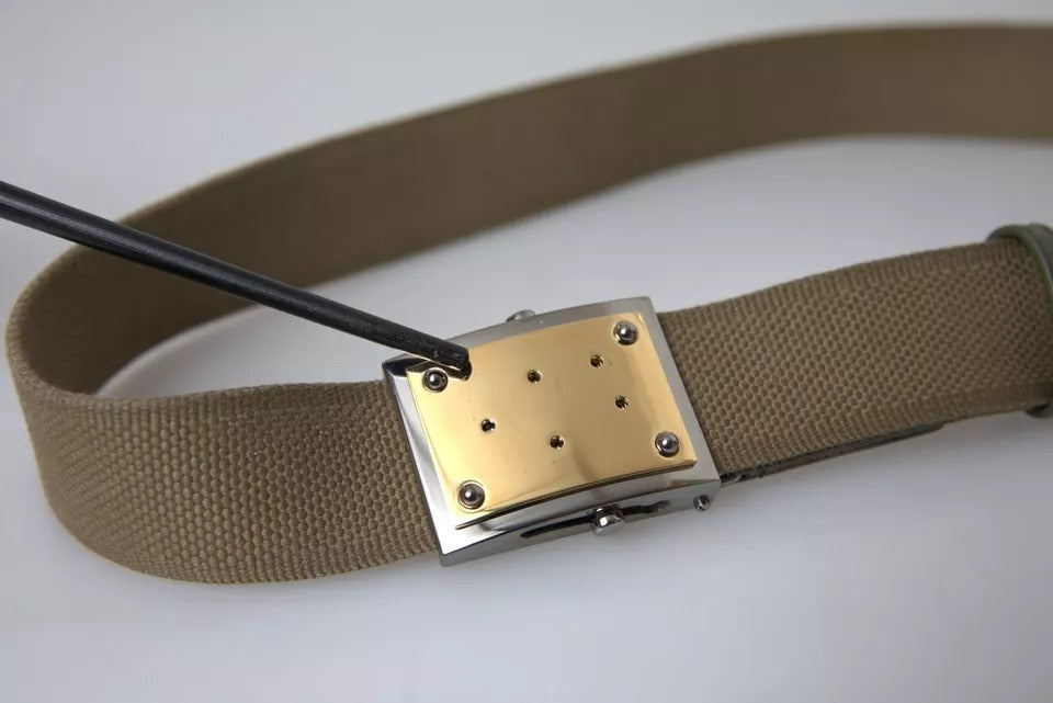 Dolce & Gabbana Brown Canvas Square Metal Buckle Men Belt Dolce & Gabbana