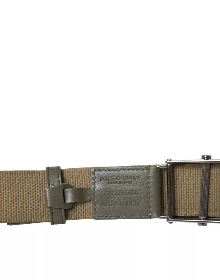 Dolce & Gabbana Brown Canvas Square Metal Buckle Men Belt Dolce & Gabbana