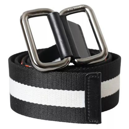 Dolce & Gabbana Orange Canvas Logo Print Metal Buckle Men Belt Dolce & Gabbana