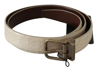 Dolce & Gabbana Cream Beige Gold Buckle Waist Leather Belt Dolce & Gabbana