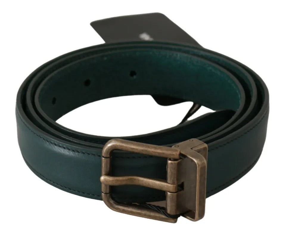 Dolce & Gabbana Green Gold Buckle Waist Leather Belt Dolce & Gabbana