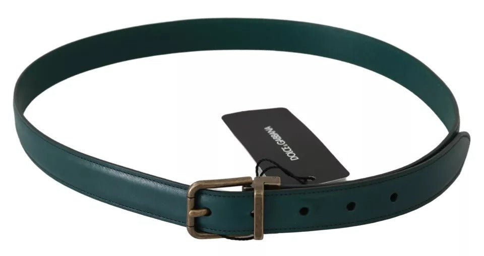 Dolce & Gabbana Green Gold Buckle Waist Leather Belt Dolce & Gabbana