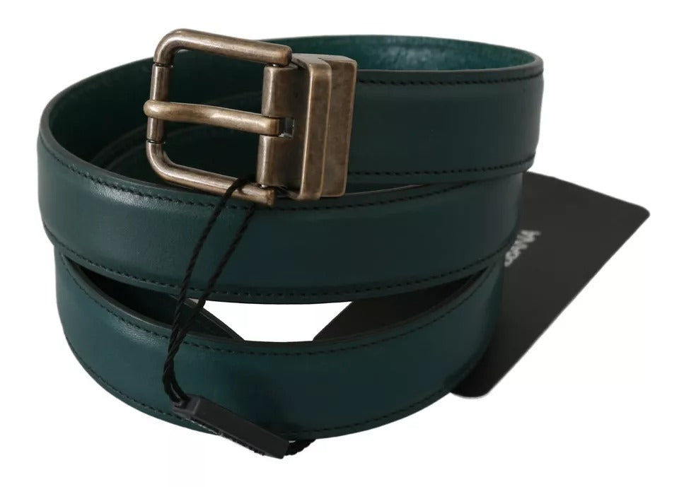 Dolce & Gabbana Green Gold Buckle Waist Leather Belt Dolce & Gabbana