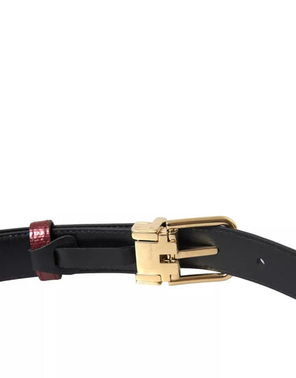 Dolce & Gabbana Maroon Leather Gold Metal Buckle Men Belt Dolce & Gabbana