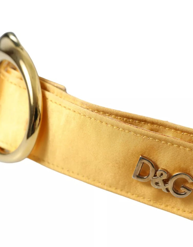 Dolce & Gabbana Gold Satin Leather Oval Metal Buckle Belt Dolce & Gabbana