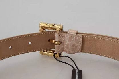 Dolce & Gabbana Beige Leather Crystal Buckle Women Belt Dolce & Gabbana