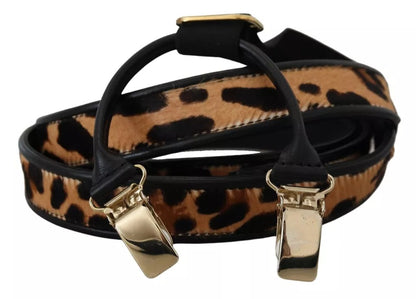 Dolce & Gabbana Brown Leopard Gold Clips Women Suspender Belt Dolce & Gabbana