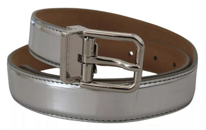 Dolce & Gabbana Silver Leather Metal Buckle Belt Dolce & Gabbana