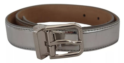 Dolce & Gabbana Silver Leather Metal Buckle Belt Dolce & Gabbana