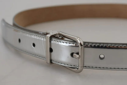 Dolce & Gabbana Silver Leather Metal Buckle Belt Dolce & Gabbana