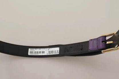 Dolce & Gabbana Purple Leather Gold Logo Engraved Metal Buckle Belt Dolce & Gabbana