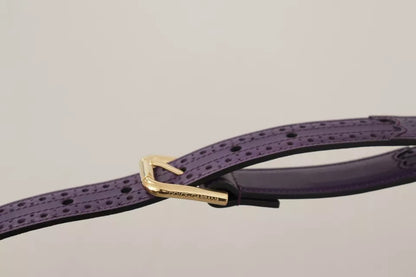 Dolce & Gabbana Purple Leather Gold Logo Engraved Metal Buckle Belt Dolce & Gabbana