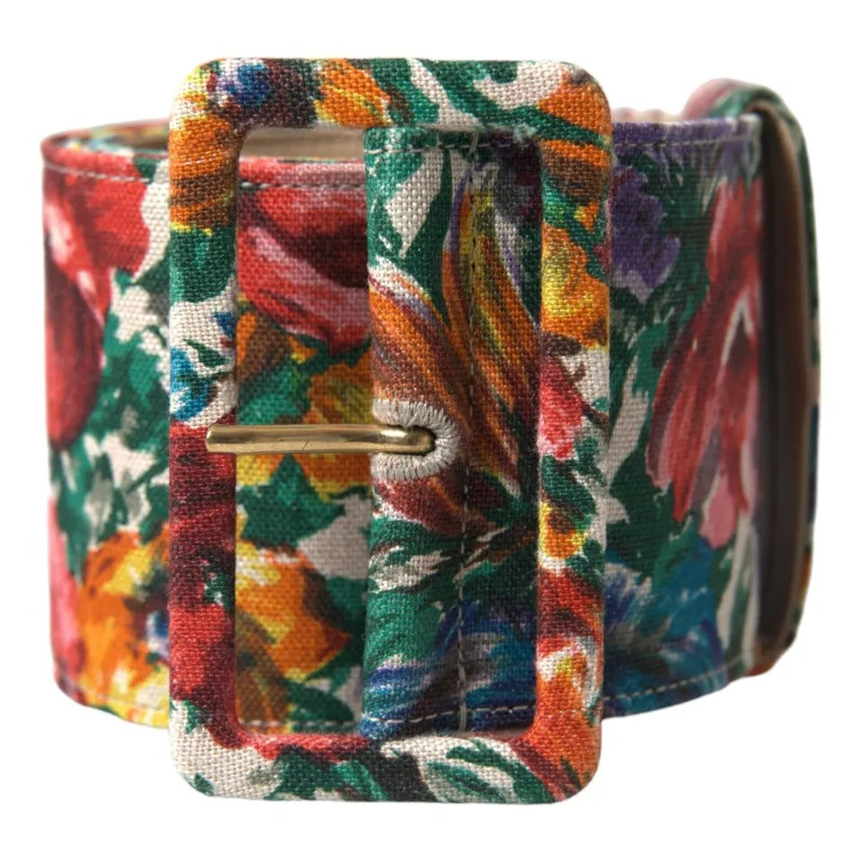 Dolce & Gabbana Multicolor Carretto Fabric Wide Waist Belt Dolce & Gabbana