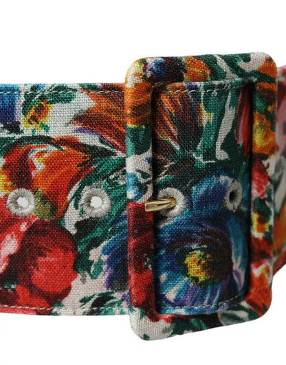 Dolce & Gabbana Multicolor Carretto Fabric Wide Waist Belt Dolce & Gabbana