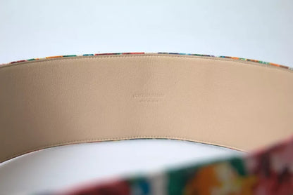 Dolce & Gabbana Multicolor Carretto Fabric Wide Waist Belt Dolce & Gabbana