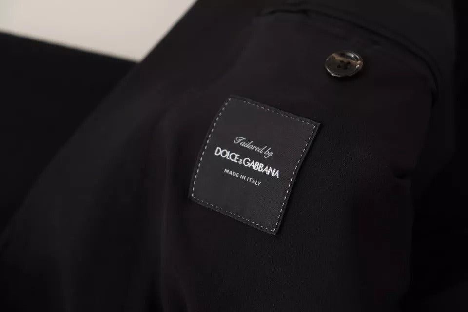 Dolce & Gabbana Black Wool Slim Fit Coat Jacket Blazer Dolce & Gabbana