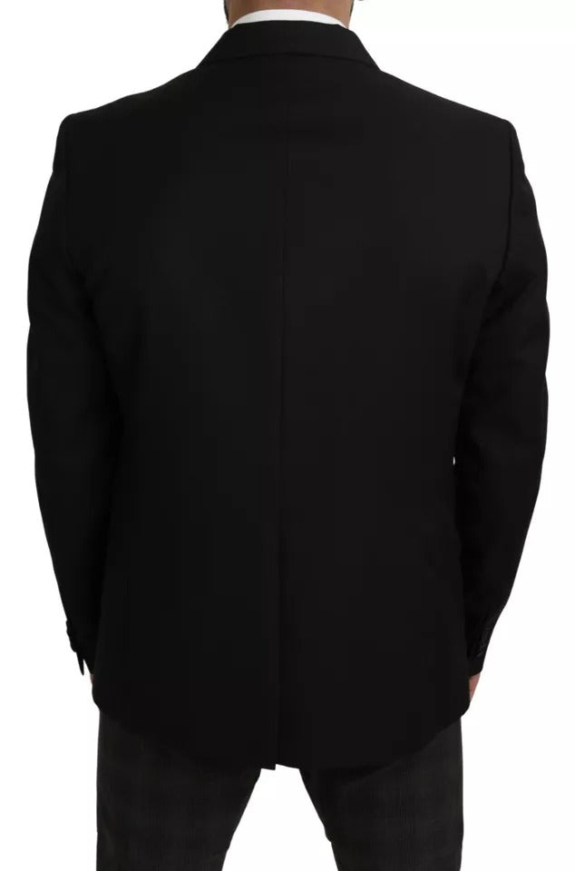 Dolce & Gabbana Black Wool Slim Fit Notch Jacket Blazer Dolce & Gabbana