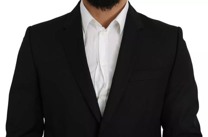 Dolce & Gabbana Black Wool Slim Fit Notch Jacket Blazer Dolce & Gabbana