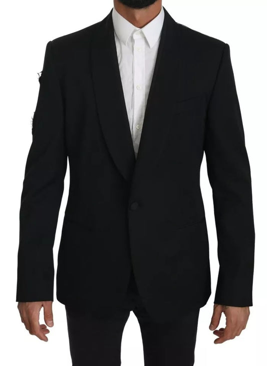 Dolce & Gabbana Black Single Breasted Formal Coat Blazer Dolce & Gabbana