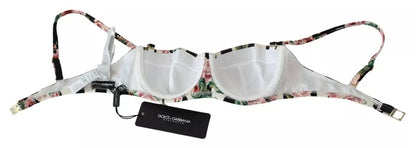 Dolce & Gabbana Multicolor Striped Rose Print Swimwear Bikini Top Dolce & Gabbana