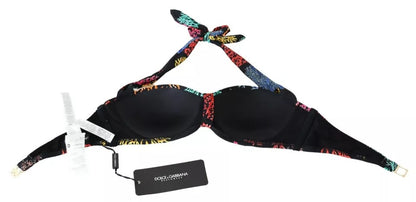 Dolce & Gabbana Black Corals Print Swimsuit Beachwear Bikini Top Dolce & Gabbana