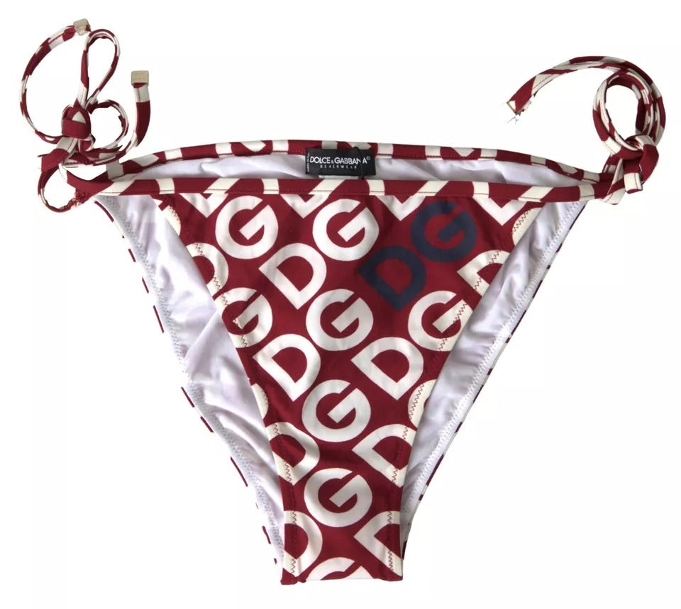 Dolce & Gabbana Bordeaux DG Mania Print Bottom Beachwear Bikini Dolce & Gabbana