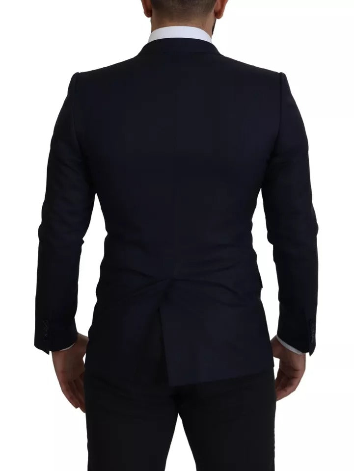 Dolce & Gabbana Blue Wool Single Breasted Coat Men Blazer Dolce & Gabbana