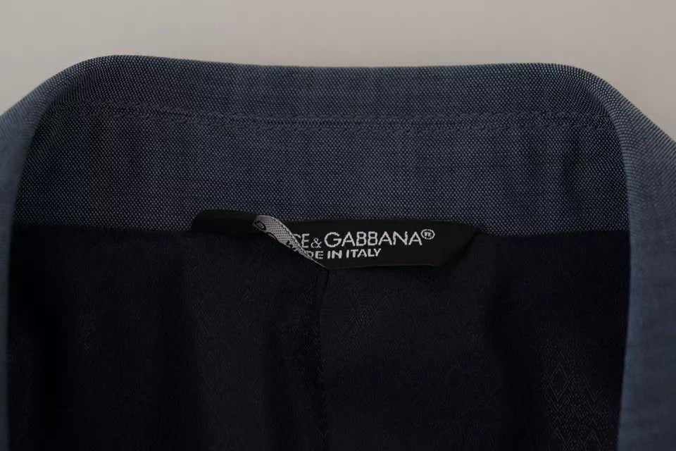 Dolce & Gabbana Blue Wool Stretch Slim Fit Jacket Blazer Dolce & Gabbana