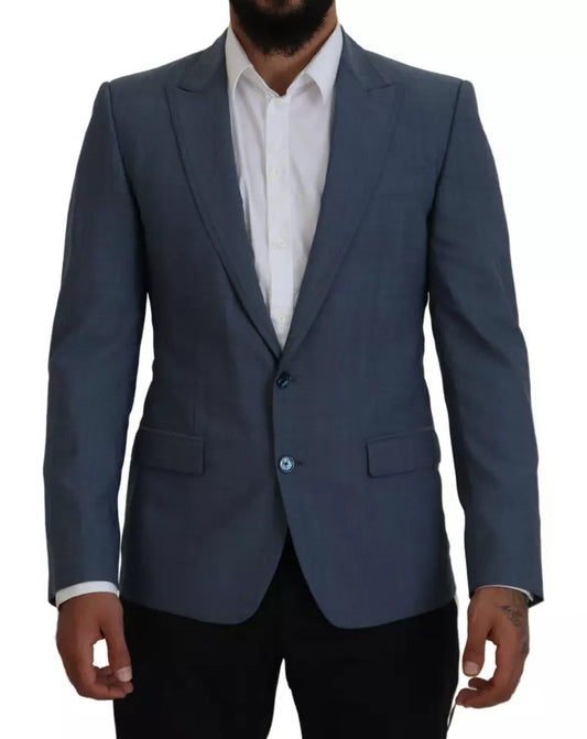 Dolce & Gabbana Blue Wool Stretch Slim Fit Jacket Blazer Dolce & Gabbana