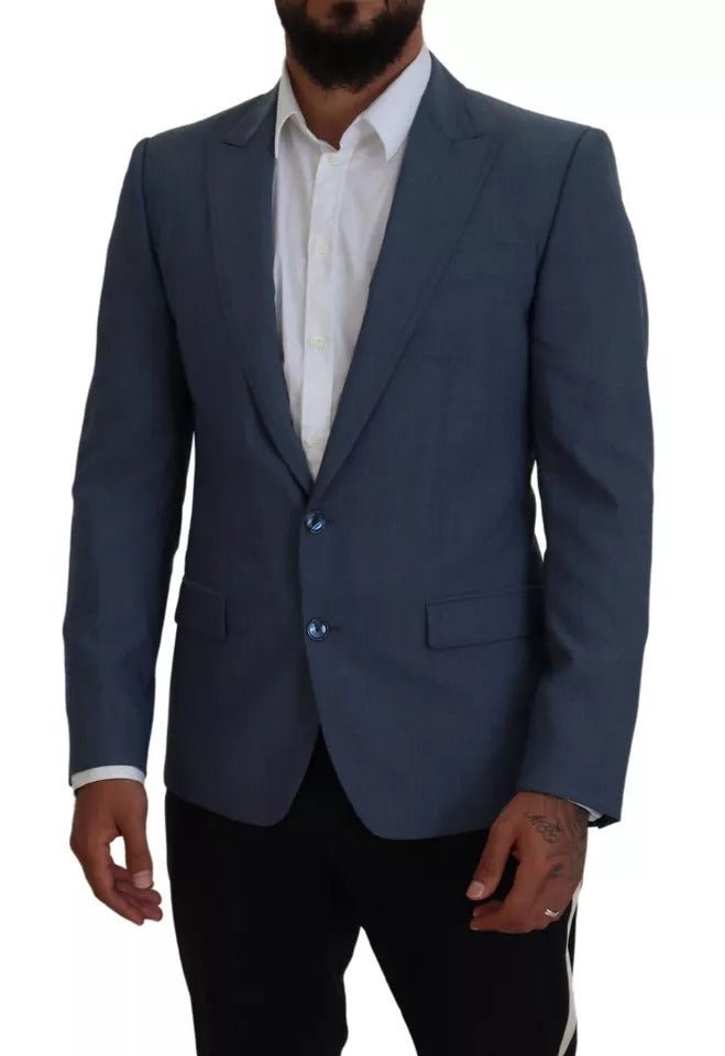 Dolce & Gabbana Blue Wool Stretch Slim Fit Jacket Blazer Dolce & Gabbana