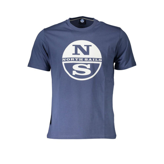 North Sails Blue Printed Round Neck Tee with Logo North Sails