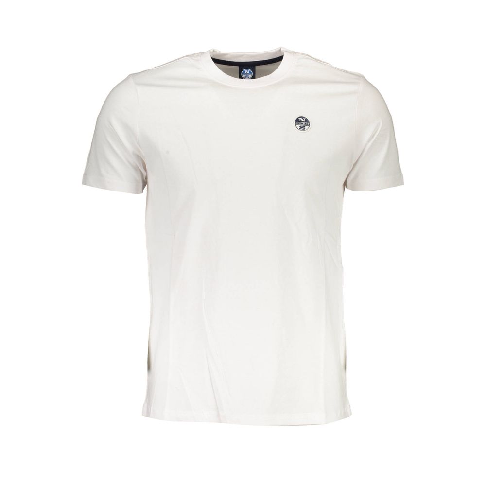 North Sails Sleek White Round Neck Tee with Logo Detail North Sails