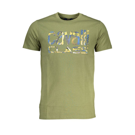 Cavalli Class Green Cotton T-Shirt Cavalli Class