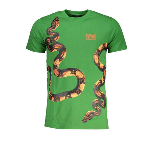 Cavalli Class Green Cotton T-Shirt Cavalli Class