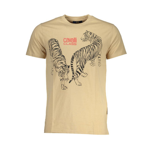 Cavalli Class Beige Cotton T-Shirt Cavalli Class