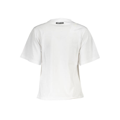 Cavalli Class Chic Slim Fit White Tee with Signature Print Cavalli Class